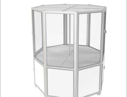 Cabine octogonal espaçosa para processos rotatórios